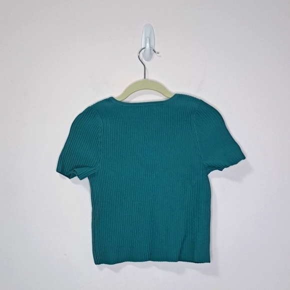 Madewell ottoman crop sweater tee turquoise medium NWT - Picture 5 of 6